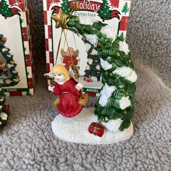 3 World Bazaars Holiday Collection Figurines Swinging Angel Cherub Holiday Tree - Picture 9 of 15